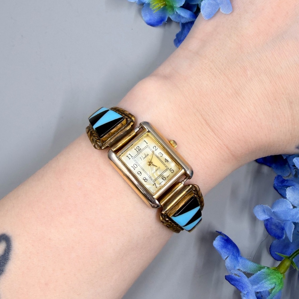 925 Southwestern Navajo Sterling Silver Vintage Nadia Signed Watch